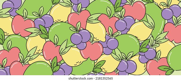 Resumen de frutas de fondo. Limón De Mango Y Uva. Se Puede Utilizar Para Todas Las Necesidades De Dos Antecedentes Dimensionales
