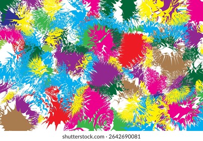 Abstract background full of bright color explosions such as red, yellow, blue, and purple, forming a dynamic and energetic random pattern