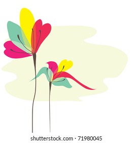 Abstract background with fun  flowers. Vector illustration