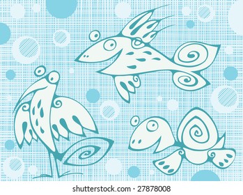Abstract  background with funky animals