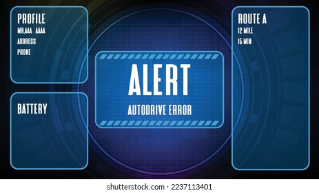 abstract background of futuristic autodrive error vehicle car hud ui screen