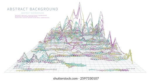 Abstract  background futuristic color graph from  dots whith lines. Technology concept analytical  data.  Banner for business, science and technology data analytics. Big Data.
