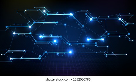 fondo abstracto de la línea futurista digital de circuito electrónico azul oscuro
