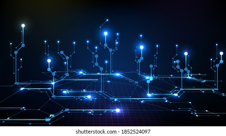abstract background of futuristic digital dark blue electronic circuit line
