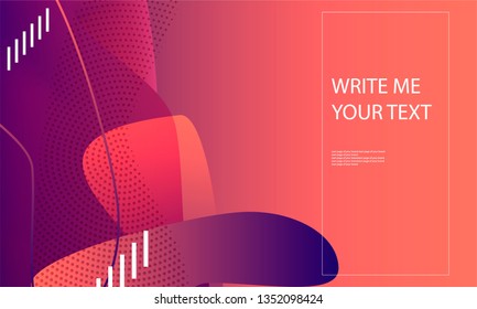 Abstract background futuristic elements on living coral color banner geometric purple gradient texture with lines in the style minimalism