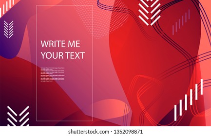 Abstract background futuristic elements on living coral color banner geometric purple gradient texture with lines