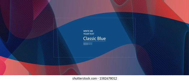 Abstract background futuristic elements on Classic Blue color banner geometric blue gradient