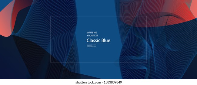 Abstract background futuristic elements on Classic Blue color banner geometric blue gradient