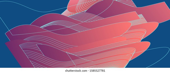 Abstract background futuristic elements on Classic Blue color banner geometric blue