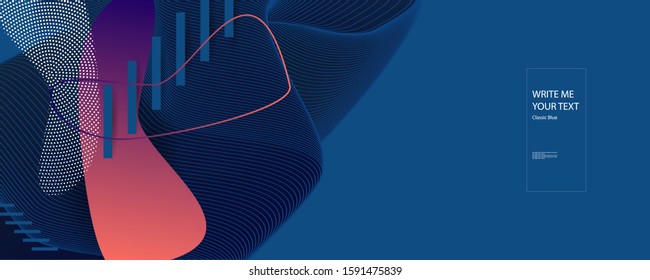 Abstract background futuristic elements on Classic Blue color banner geometric blue gradient texture with lines