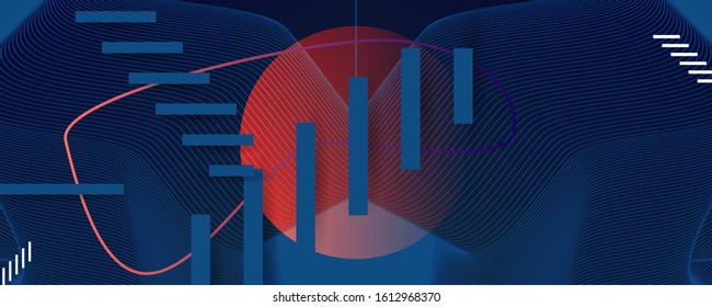 Abstract background futuristic elements on Classic Blue color banner geometric blue gradient texture with lines