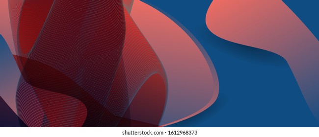 Abstract background futuristic elements on Classic Blue color banner geometric blue gradient texture with lines