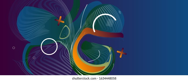 Abstract background futuristic elements on Classic Blue color banner geometric blue gradient texture with lines