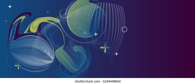 Abstract background futuristic elements on Classic Blue color banner geometric blue gradient texture with lines