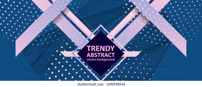 Abstract background futuristic elements on Classic Blue color banner geometric blue