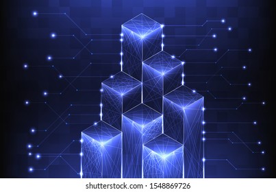 abstract background futuristic of graph block with connection lines