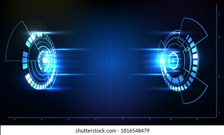 Abstract background of futuristic hud gui battle fight display panel with light