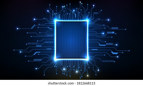 abstract background of futuristic main core processor chips with circuit line