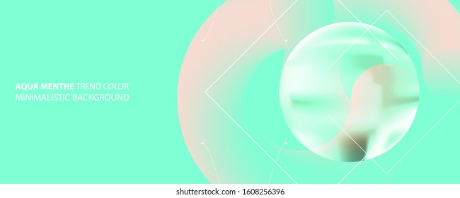 Abstract background futuristic on Aqua Menthe color banner geometric turquoise texture