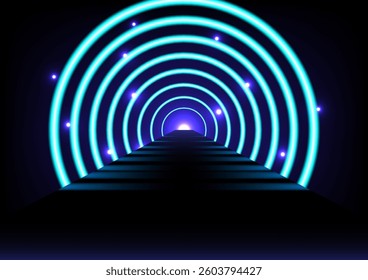 Abstract background with futuristic perspective ring, stock vector