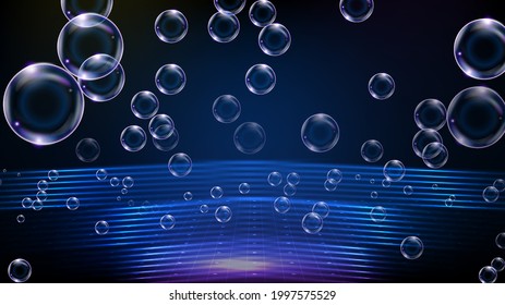 abstract background of futuristic technology bubble with glowing  stage with beautiful spotlight ray