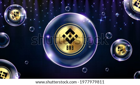 abstract background of futuristic technology bubble glowing Cryptocurrency BNB binance