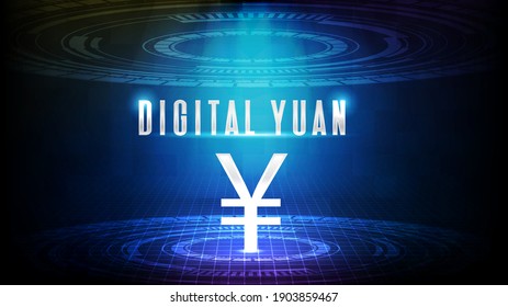 abstract background of futuristic technology china yuan digital currency with screen hud ui