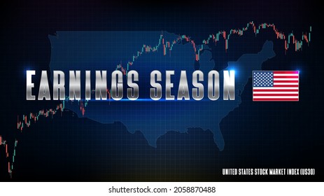 Abstract Background Of Futuristic Technology Earnings Season Of United States Stock Market Index (US30) 