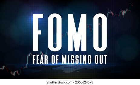 abstract background of futuristic technology FOMO fear of missing out in Stock and cryptocurrency market 