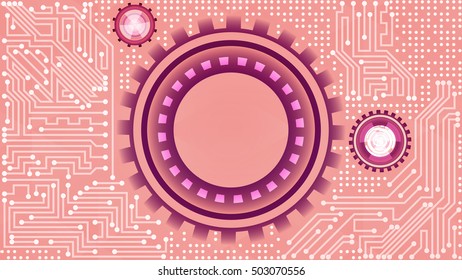 Abstract background of futuristic technology with gears in pink, violet, white and vinous shades. Digital technology and engineering concept design
