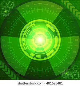 Abstract background of futuristic technology in green shades. Digital technology and engineering concept design