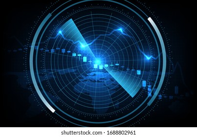 abstract background of futuristic technology scan interface hud with economy crisis data stock market graph price pattern