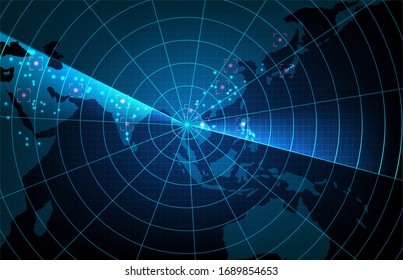 Abstract Background Of Futuristic Technology Scan Target Interface Hud Asia Pacific Maps,hightech Screen Concept