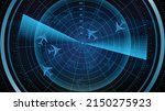 abstract background of futuristic technology screen scan flight radar airplane route path with scan interface hud