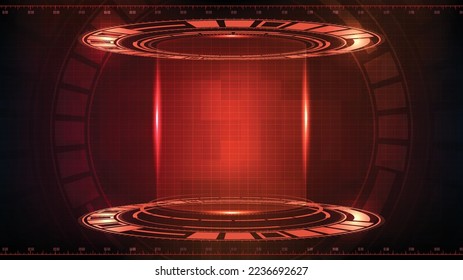 abstract background of futuristic teleportation tube, hud interface display