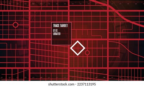 abstrakter Hintergrund der futuristischen Zielkarten für die Streckenführung Straßennavigationsort hud ui screen