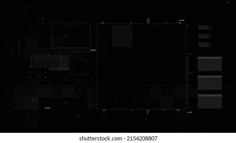 Abstract background Futuristic video overlay user interface design element text box scale and bar, cyber and technology concept against dark background widescreen ratio vector illustration 