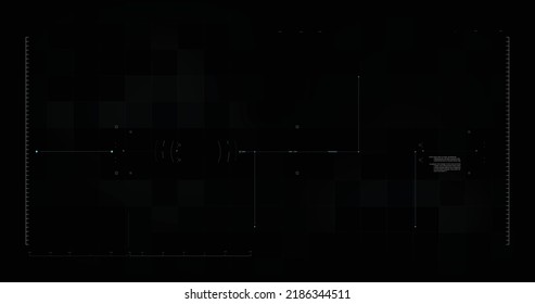 Abstract Background For Futuristic Video Overlay User Interface Design Element Text Box Scale And Bar, Cyber And Technology Concept Against Dark Background Widescreen Ratio Vector Illustration 