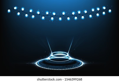 abstract background futuristic of warp teleport panel display technology with lamp