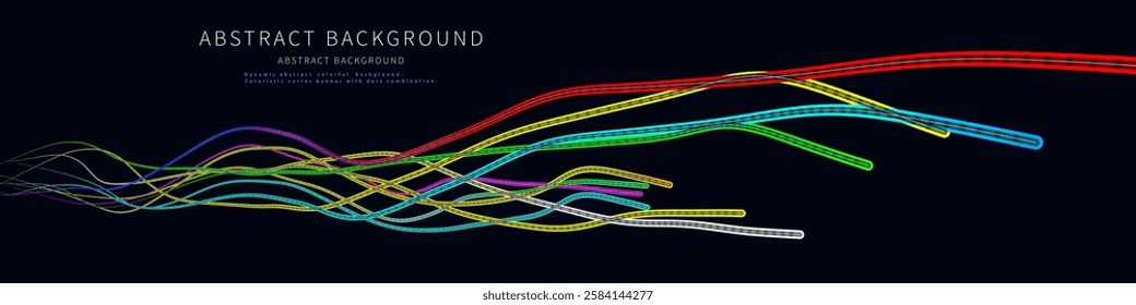 Abstract  background futuristic wave grid from dots and lines on dark. Technology concept analytical  data.  Banner for business, science and technology data analytics. Big Data.