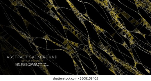 Abstract  background futuristic yellow grid from  dots on black. Technology concept analytical  data.  Banner for business, science and technology data analytics. Big Data.