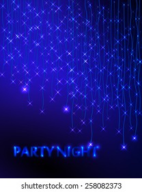 Abstract Background with Garlands. Blue Lights.