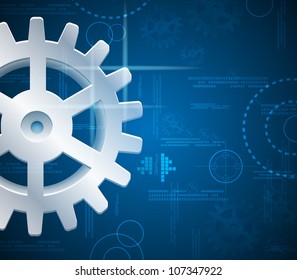 Abstract background gear on dark background. Eps10 vector.