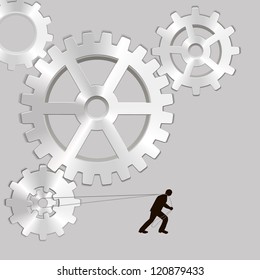Abstract background gears, metal with shade