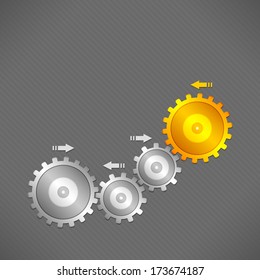 Abstract background. Gears on a gray striped background. EPS-10.