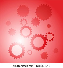 Abstract background with gears red color