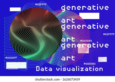 Abstract background with generative art elements. Futuristic and glitched shapes in cyberpunk style, Data visualization concept.