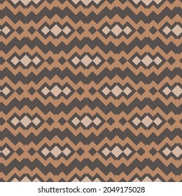 Antecedentes abstractos. Patrón de vector geoétnico. Ilustración tribal abstracta sin inconvenientes con zigzag marrón y beige, líneas y formas. Diseño de vintage utilizado para la impresión de alfombras, papel de pared, textiles, embalaje