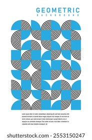 Fondo Abstractas con forma azul geométrica y curvas negras. Diseño para portadas de libros, folletos, revistas, carteles.