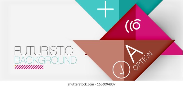 Abstract background, geometric business multicolored paper infographic - triangle frames for text, icons or graphics on light background with copyspace. Vector Illustration For Wallpaper, Banner